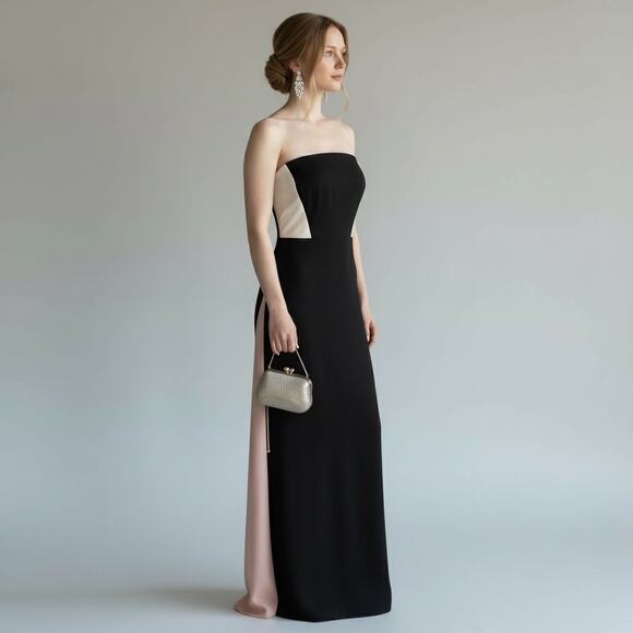 Ann Taylor Dresses & Skirts - Ann Taylor Strapless Colorblock Formal Dress Gown Black Shell Pink Size 4 NWT